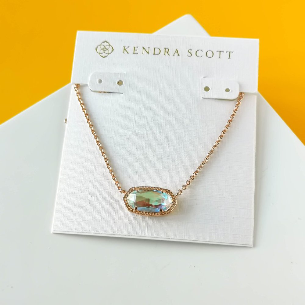 Elisa Rose Gold Dichroic Glass Pendant Necklace by Kendra Scott